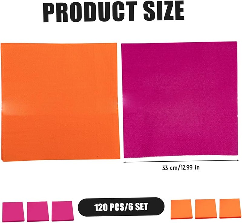 وردة حمراء برتقالية 13 × 13 بوصة مناديل ورقية غير قابلة للانزلاق تستخدم لمرة واحدة 120 قطعة لحفلات الزفاف والعشاء - Image 3