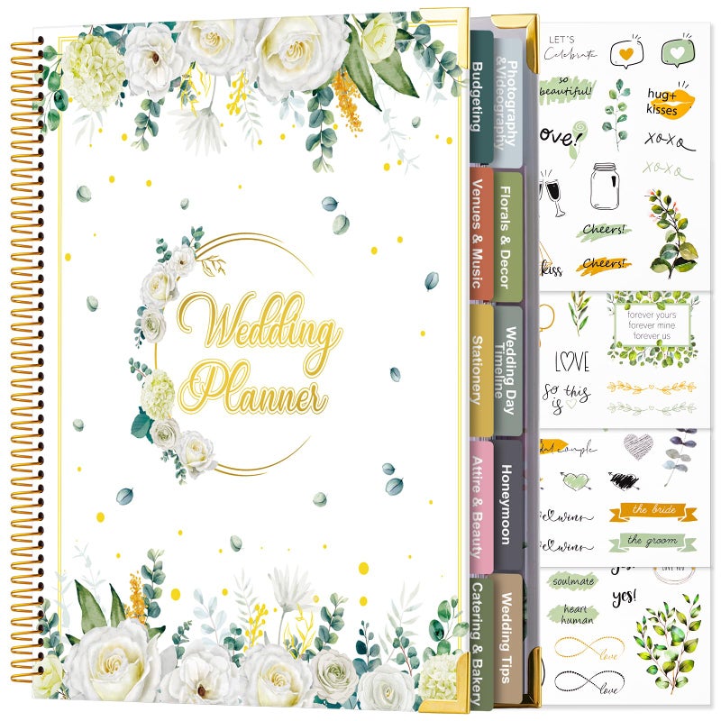 VinTS Wedding Planner Book and Organizer, 176 Pages Bridal Wedding Planning Book with Sticker for Bride To Be, Unique Engagement Gifts for Newly Engaged Couples, 9×11in - Image 1