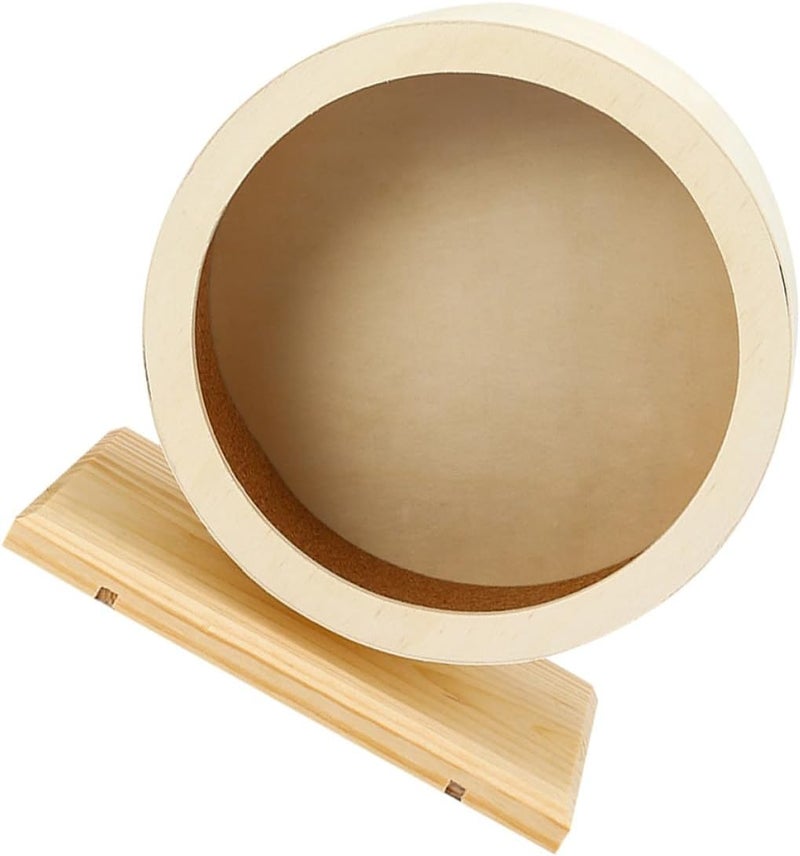 Milisten Silent Wooden Hamster Wheel Medium Size, Bite-Resistant Running Wheel for Small Pets, Exercising Hedgehog and Gerbil Accessory for Cage Activity - Image 1