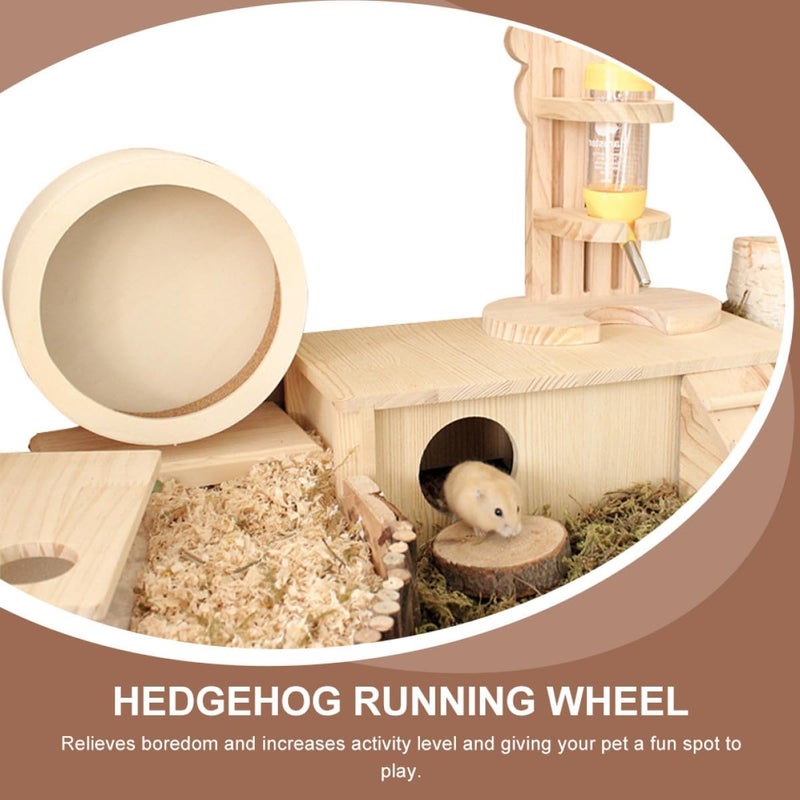 Milisten Silent Wooden Hamster Wheel Medium Size, Bite-Resistant Running Wheel for Small Pets, Exercising Hedgehog and Gerbil Accessory for Cage Activity - Image 4