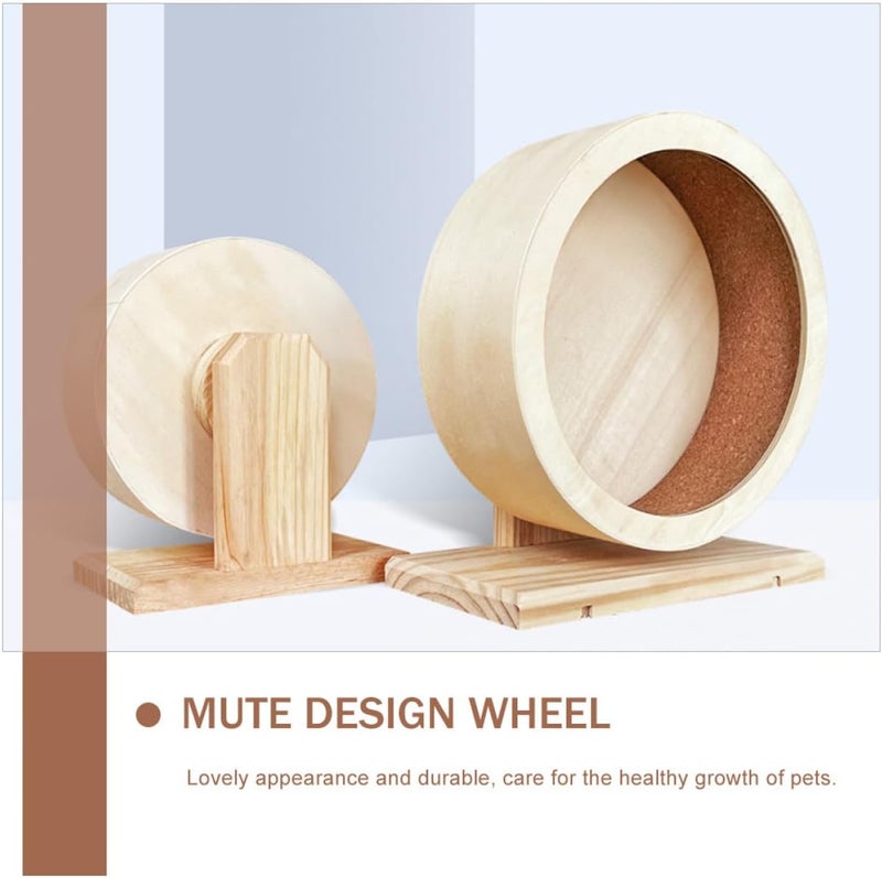 Milisten Silent Wooden Hamster Wheel Medium Size, Bite-Resistant Running Wheel for Small Pets, Exercising Hedgehog and Gerbil Accessory for Cage Activity - Image 3
