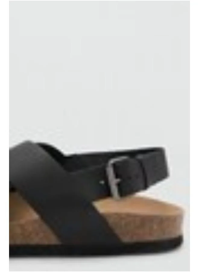 Mango Man Casual Crossed Leather Buckle Sandal