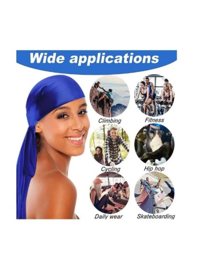 Y&D Silky Durag Men Soft Silk 360 Wave Headwrap Unisex Cap Bandana Turban Hat with Long Tail and Wide Strap for Kids Women 2 Pcs - Image 2