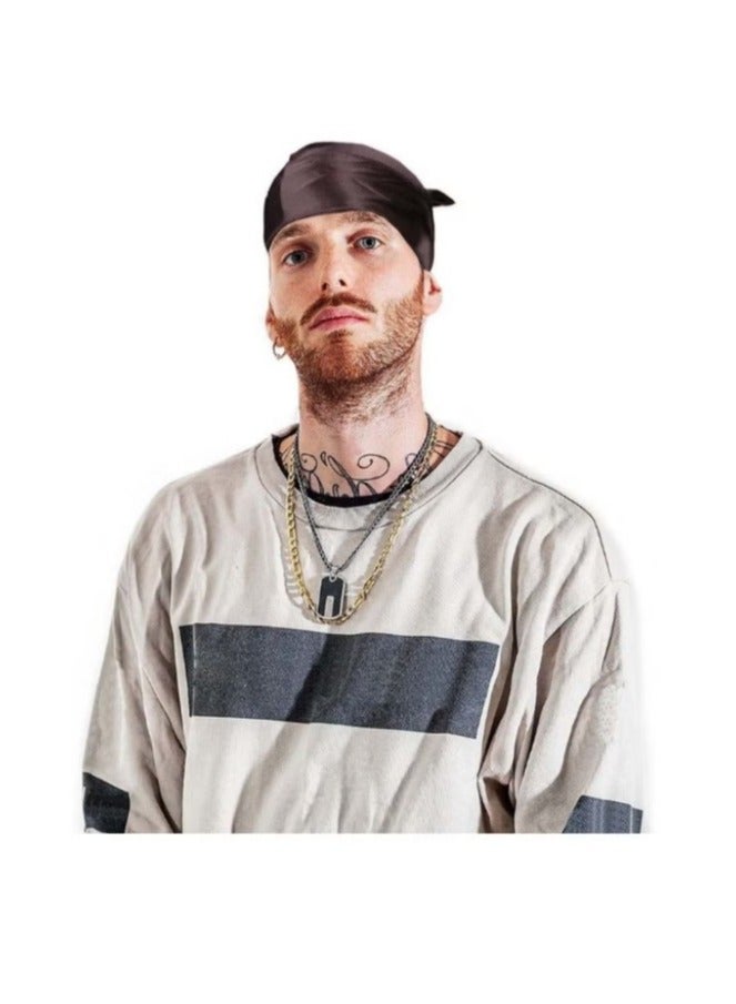 Y&D Silky Durag Men Soft Silk 360 Wave Headwrap Unisex Cap Bandana Turban Hat with Long Tail and Wide Strap for Kids Women 2 Pcs - Image 3
