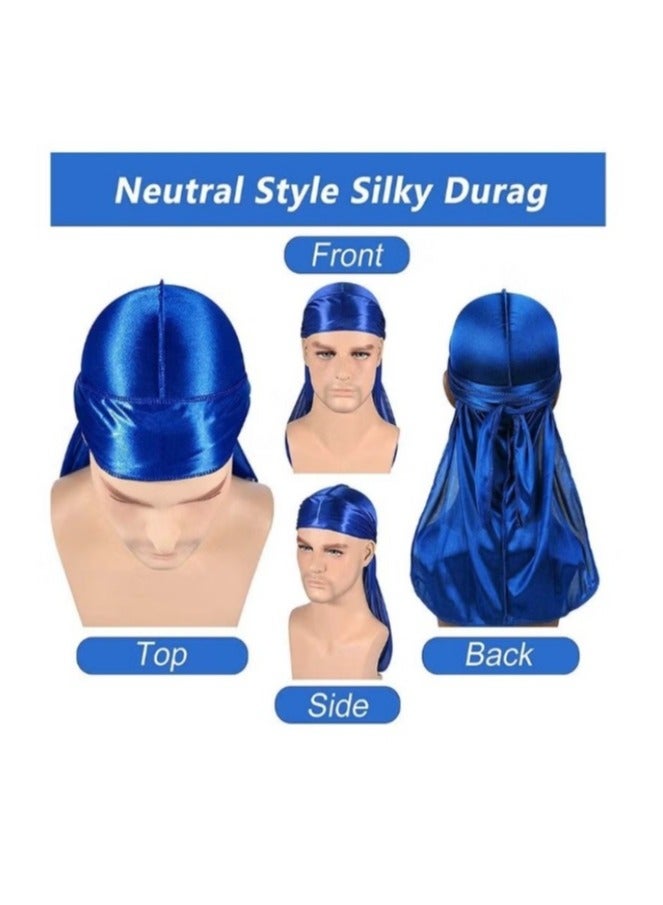 Y&D Silky Durag Men Soft Silk 360 Wave Headwrap Unisex Cap Bandana Turban Hat with Long Tail and Wide Strap for Kids Women 2 Pcs - Image 5
