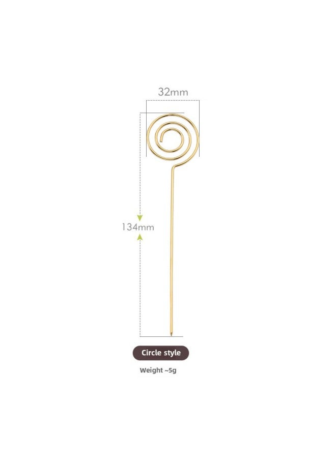 Creative 304 Stainless Steel Fruit Stick Japanese Style Cocktail Decorative Sign Name Card Holder Household Simple Fruit Fork-Color:Circle Fruit Stick (gold)  - Image 1