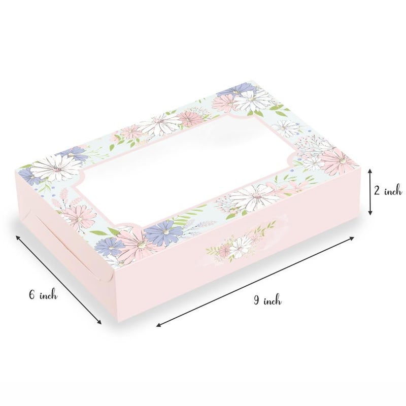 Chic a Choc Brownie Box for 6 Pink Floral Daisy Design in Watercolour 6x9x2 in Pack of 8 Bark Chocolate - Image 2