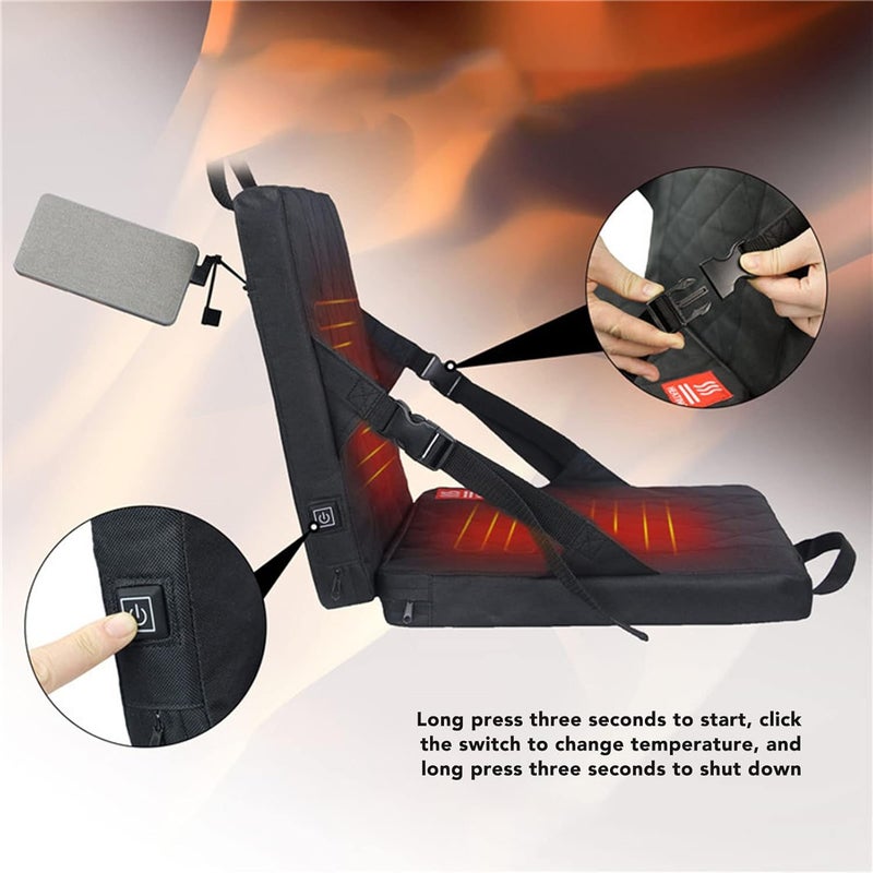 klarako Heated Seat Cushion, Portable Foldable Stadium Seats with Heated Back and Cushion, Heated Stadium Cushion Chair Cushion for Outdoor Camping Games Sports - Image 2