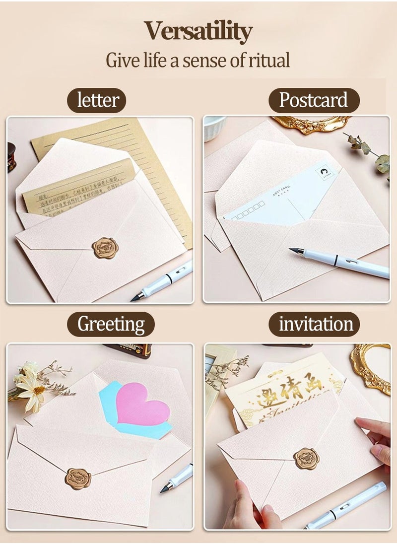 Beirui 15 pcs Burlap Envelopes and 15 pcs Flap Stickers,Vintage Simple Envelopes,Kraft Specialty Paper,11.4cm x 16.5cm Envelopes for Invitation Postcard Envelopes,Wedding Birthday Party Greeting Card Envelopes  - Image 5