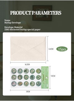Beirui 15 pcs Burlap Envelopes and 15 pcs Flap Stickers,Vintage Simple Envelopes,Kraft Specialty Paper,11.4cm x 16.5cm Envelopes for Invitation Postcard Envelopes,Wedding Birthday Party Greeting Card Envelopes  - Image 3