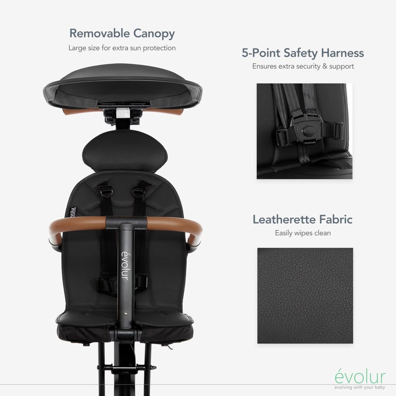 Evolur Cruise Rider Stroller with Canopy, Lightweight Umbrella Stroller with Compact Fold, Easy to Carry Travel Stroller - Noir Black - Image 5