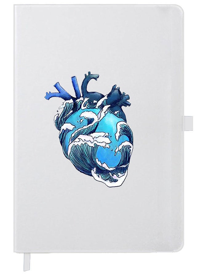 Theodor Designer A5 Thick White Hardcover Notebook Heart - Image 1