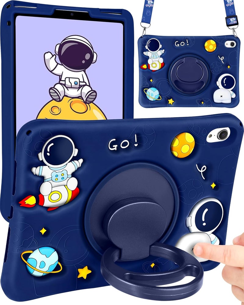 Cute Astronaut Pattern Swivel Stand Silicone Soft Belt Case (for iPad Mini 7/6 8.3 inches) - Image 2