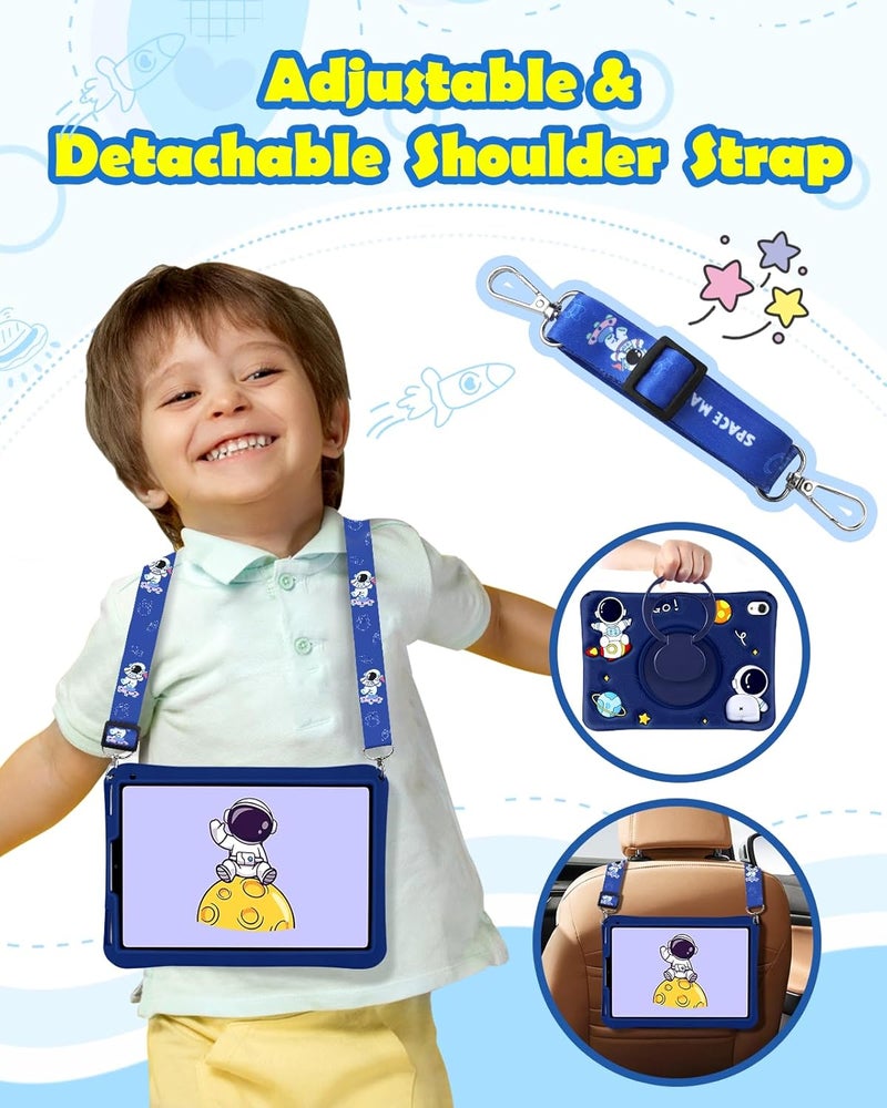 Cute Astronaut Pattern Swivel Stand Silicone Soft Belt Case (for iPad Mini 7/6 8.3 inches) - Image 4