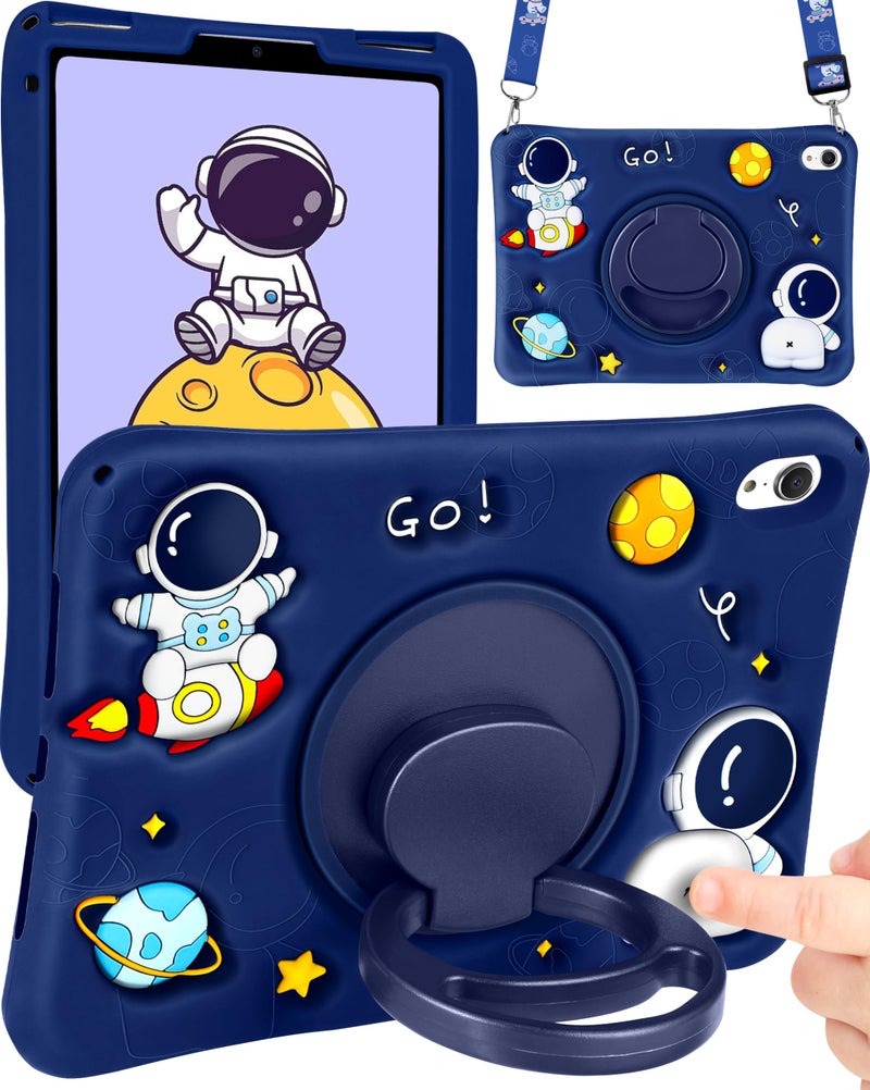 Cute Astronaut Pattern Swivel Stand Silicone Soft Belt Case (for iPad Mini 7/6 8.3 inches) - Image 1