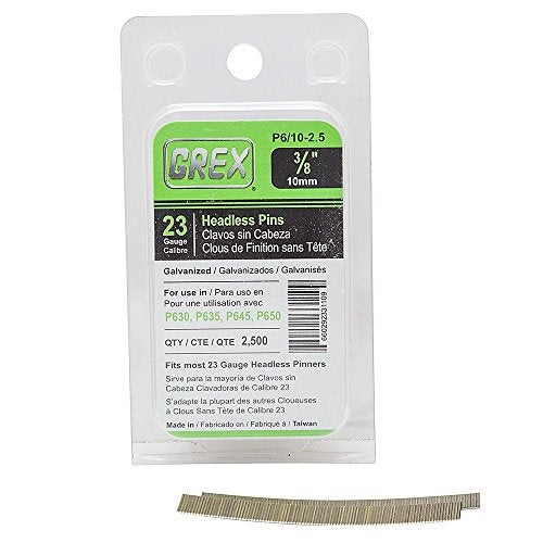 GREX P6/10-2.5 23 Gauge 3/8-Inch Length Headless Pins (2,500 per box) - Image 1