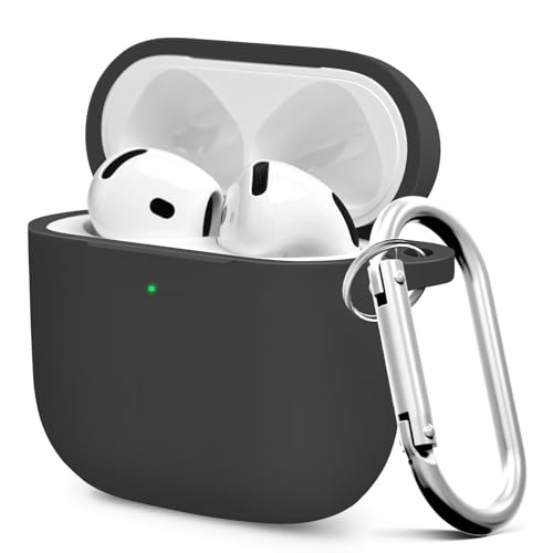 MOLOPPO Premium Protective Case for AirPods 4th Generation - Stylish & Durable AirPods Case with Keychain for Air Pod & AirPods Accessories（Black） - Image 1