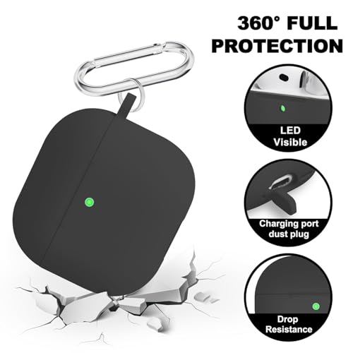 MOLOPPO Premium Protective Case for AirPods 4th Generation - Stylish & Durable AirPods Case with Keychain for Air Pod & AirPods Accessories（Black） - Image 2