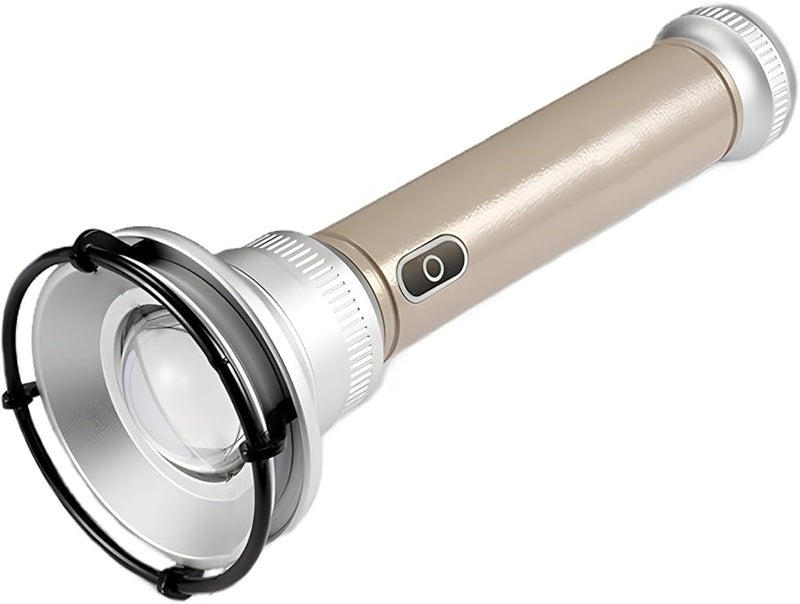 Khaki Portable Flashlight USB Rechargeable 2200mAh Long Range Retro Outdoor - Image 2