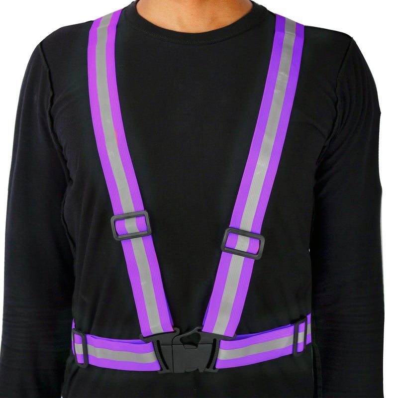Spartan Reflective Vest Purple | 360 Degree High Visibility Safety Waist Belt Adjustable Unisex Lightweight Fluorescent Reflective Strip Outdoor Sports Running Cycling Work | SP‑9104 - Image 3