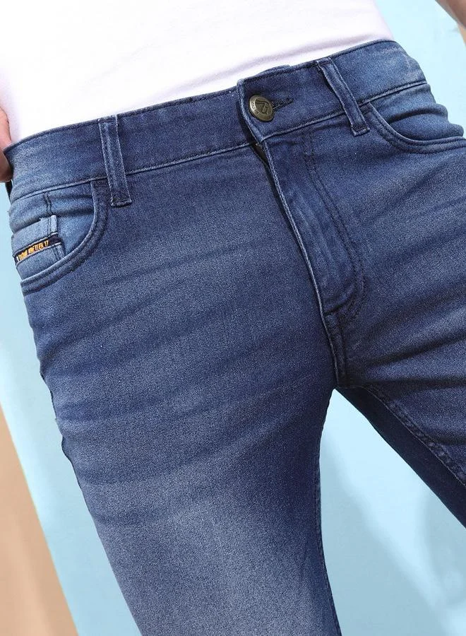 The Indian Garage Co Blue The Indian Garage Co Men Mid Rise Faded Slim Fit Jeans for Men | Best Price UAE