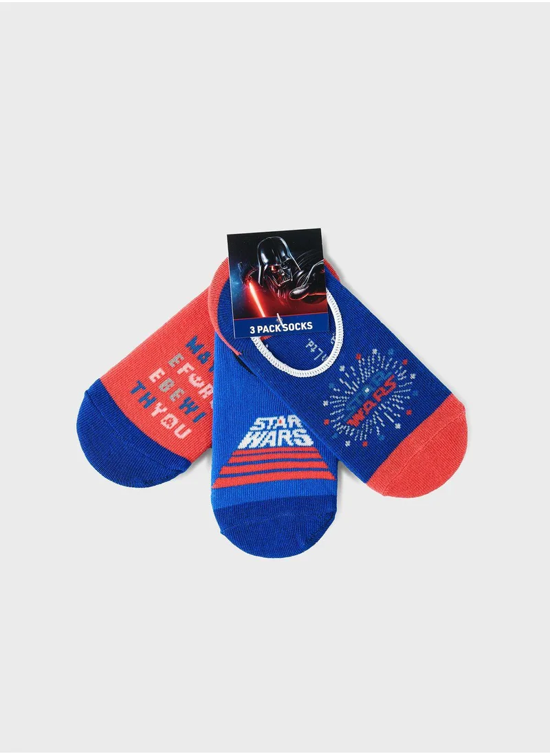 Disney Kids 3 Pack Star Wars No Show Socks