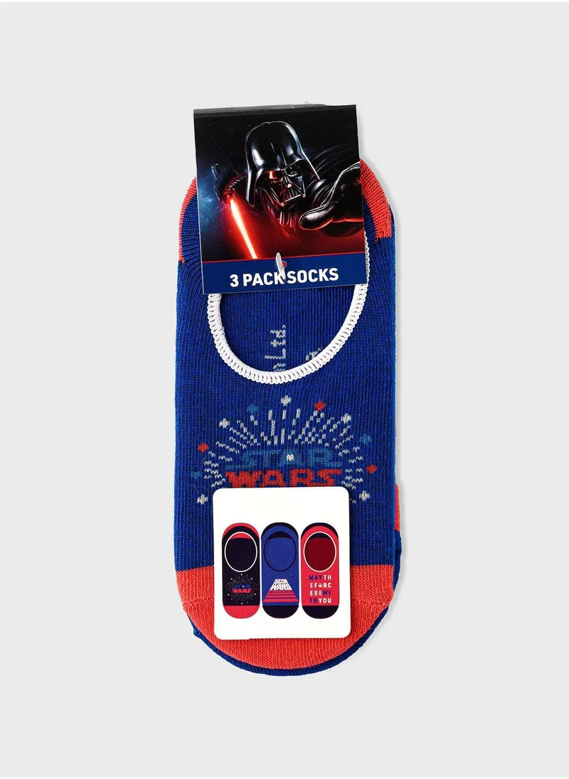 Disney Kids 3 Pack Star Wars No Show Socks