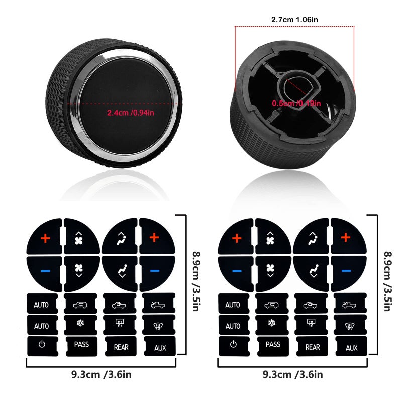 NOTISH 2 Packs Rear Radio Volume Control Knob with AC Dash Button Sticker Repair Kit (2 Packs) for GM 22912547 and Compatible with 07-14 Chevrolet Chevy GMC Buick Cadillac - Image 4