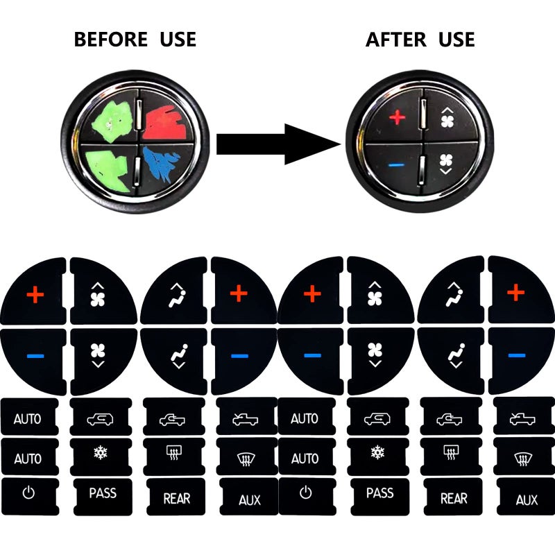 NOTISH 2 Packs Rear Radio Volume Control Knob with AC Dash Button Sticker Repair Kit (2 Packs) for GM 22912547 and Compatible with 07-14 Chevrolet Chevy GMC Buick Cadillac - Image 3