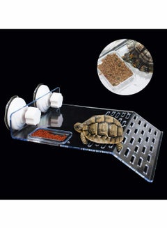 KASTWAVE Turtle Tank Platform, Turtle Basking Platform Aquarium Animal Transparent Sink Wharf for Small Pet Sun Bathing Resting, Reptile Habitat, Climbing Shelf Floating Decor with Sucker Cap  - Image 2