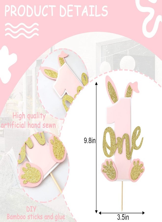 Agkvw Bunny One Cake Topper - First Birthday Party Decorations, Some Bunny Is One, Easter 1st Birthday - Image 2