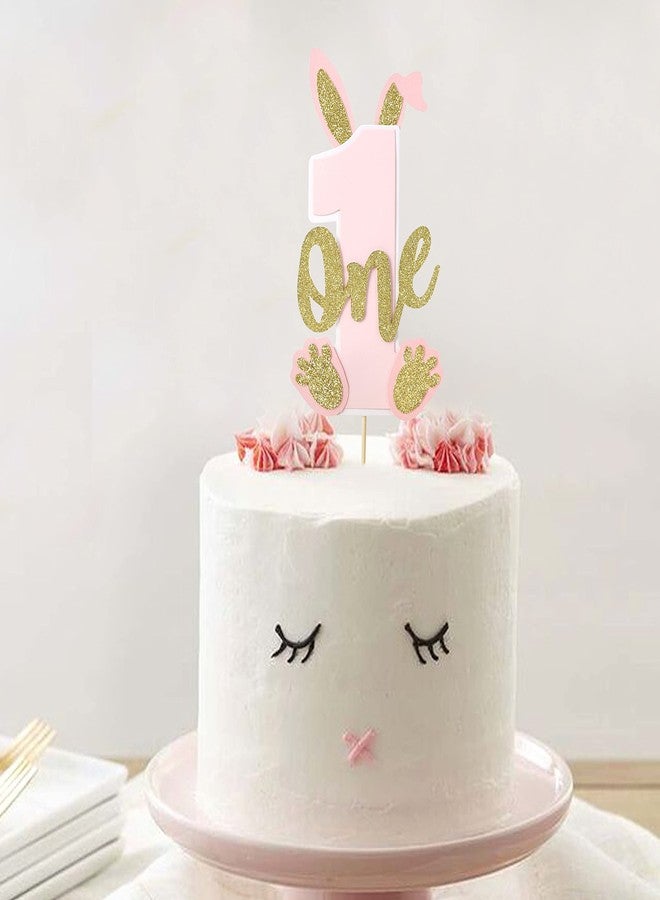 Agkvw Bunny One Cake Topper - First Birthday Party Decorations, Some Bunny Is One, Easter 1st Birthday - Image 3