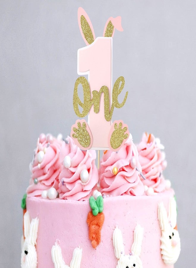 Agkvw Bunny One Cake Topper - First Birthday Party Decorations, Some Bunny Is One, Easter 1st Birthday - Image 5