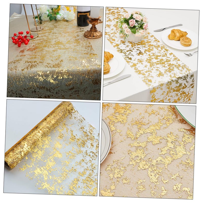 Gold Metallic Mesh Table Runner Long Polyester Decorative Tablecloth Nordic Style Home Dining - Image 3