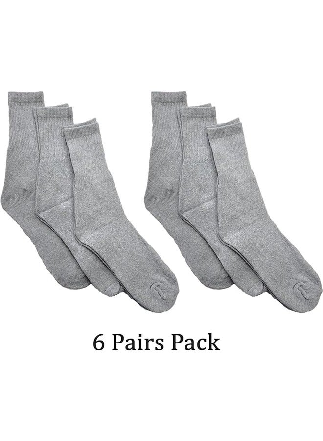 Tango Men's Everyday Cushion Comfort Crew Socks - Multipack - Free Size EU 40-46 (ALL GREY - 6 Pairs Pack, 6) - Image 2