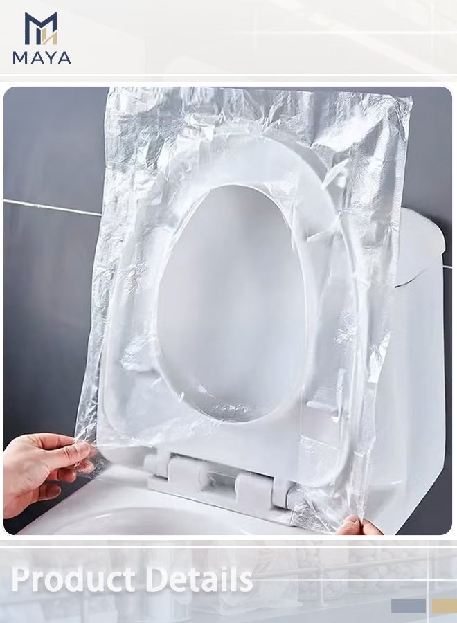 Maya 50 Pcs Disposable Toilet Seat Cover Set Clear Airplane Travel Camping and Public Toilet Travel Essentials - Image 2