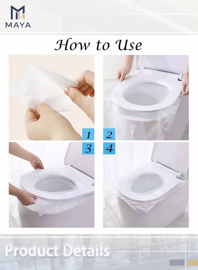 Maya 50 Pcs Disposable Toilet Seat Cover Set Clear Airplane Travel Camping and Public Toilet Travel Essentials - Image 3