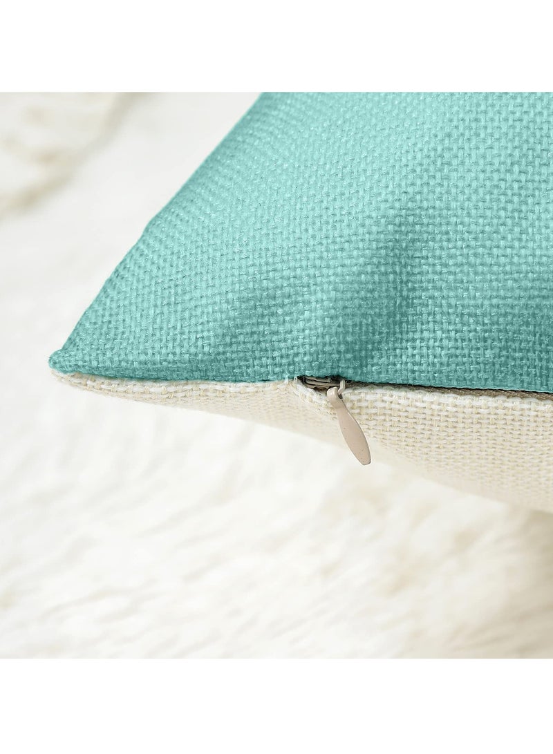 KASTWAVE Throw Pillow Covers 18x18 Set of 4 Farmhouse Teal Pillow Covers Cushion Cases Decorative Pillowcases for Sofa Couch Living Room Outdoor Home Decor 45x45cm - Image 4