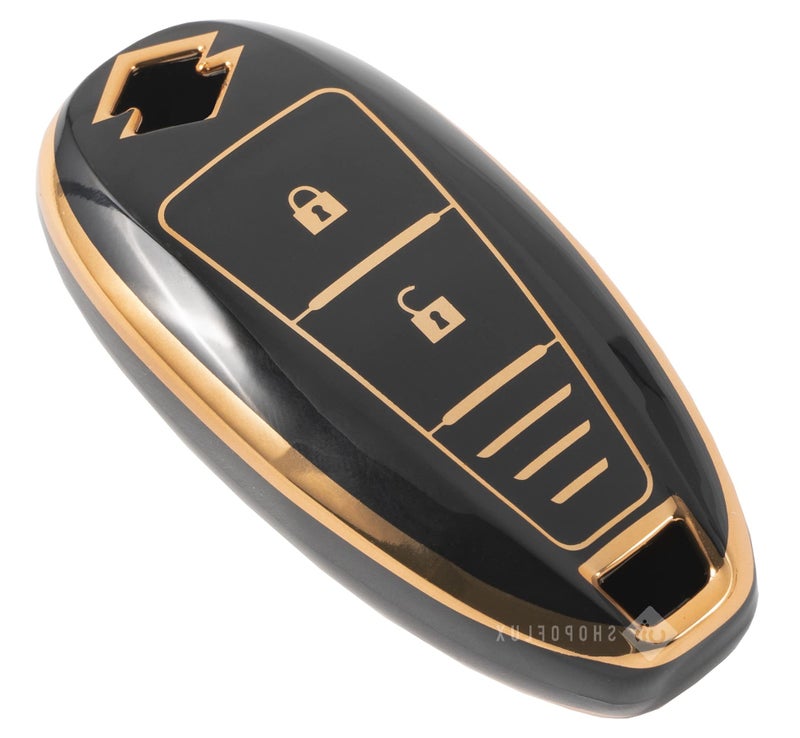 Shopoflux® TPU Key Cover Compatible with Baleno | Breeza | S Cross | Ciaz | Swift 2 Button Smart Key (Black) - Image 1
