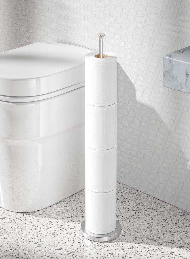 Keepmisc Stainless Steel Toilet Paper Holder Stand - Space-Saving Design for 4-6 Rolls - Modern Freestanding Bathroom Rolls Organizer - Image 2
