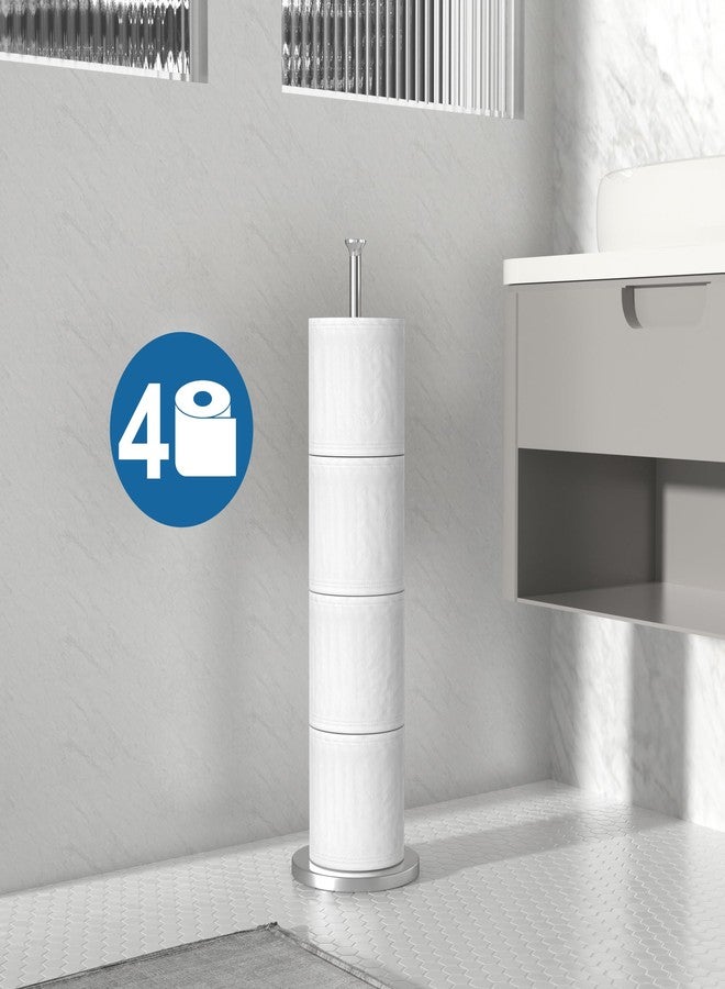 Keepmisc Stainless Steel Toilet Paper Holder Stand - Space-Saving Design for 4-6 Rolls - Modern Freestanding Bathroom Rolls Organizer - Image 3