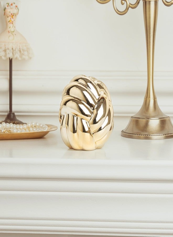 Lynagert Small Gold Knot Decor, Chain Link Decor, Coffee Table Decor, Book Shelf Decor, Entry Table Decor, Aesthetic Minimalist Decorative Objects for Modern Home Living Room, Desk Decor for Office (Golden) - Image 2