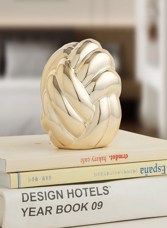 Lynagert Small Gold Knot Decor, Chain Link Decor, Coffee Table Decor, Book Shelf Decor, Entry Table Decor, Aesthetic Minimalist Decorative Objects for Modern Home Living Room, Desk Decor for Office (Golden) - Image 1