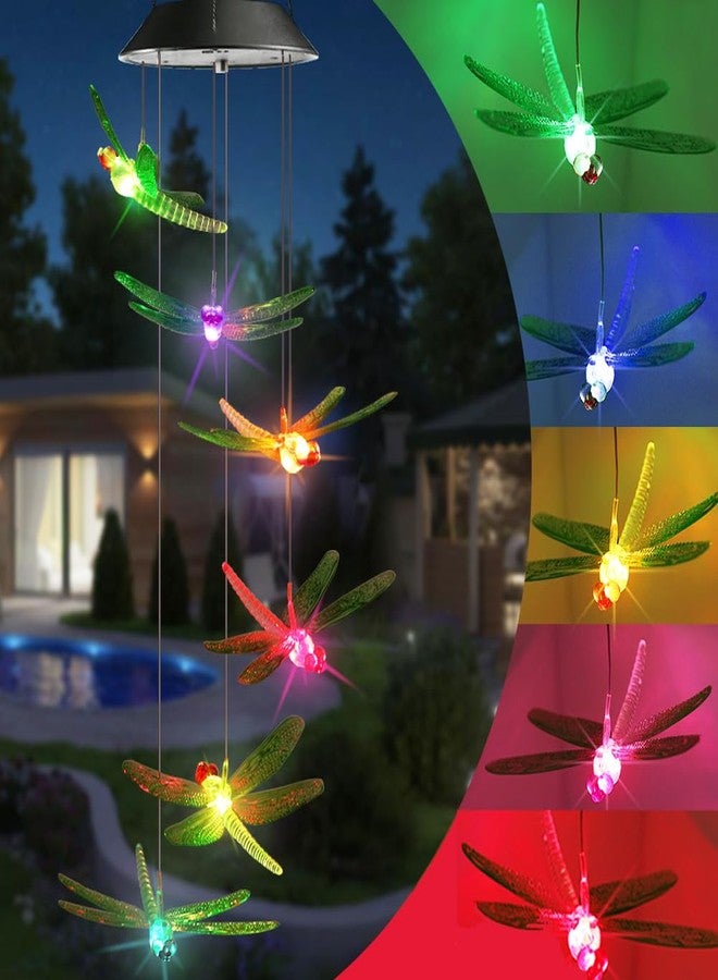 Toodour Solar Wind Chimes Outdoor, Color Changing Solar Lights Dragonfly, Birthday Gifts for Mom, Grandma, Waterproof Decorative Mobile Lights, Gardening Gift for Garden,Patio, Window, Yard Decor - Image 1