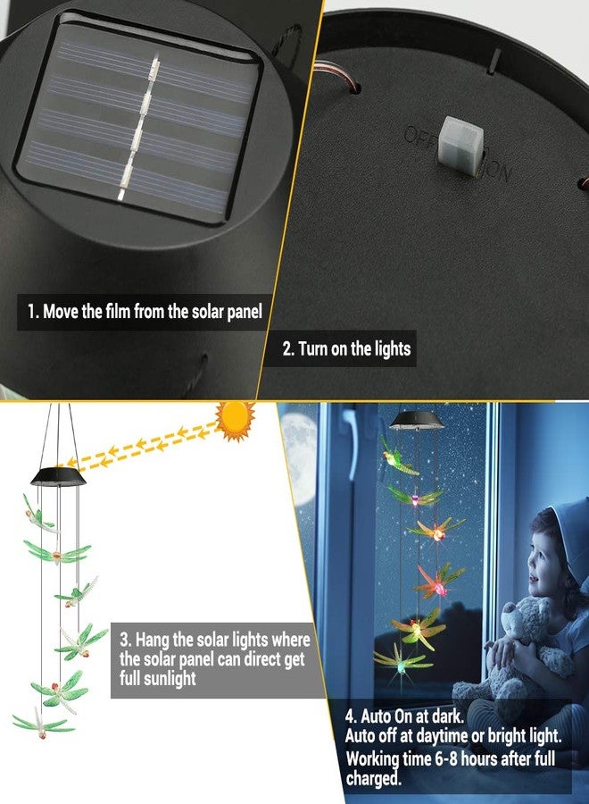 Toodour Solar Wind Chimes Outdoor, Color Changing Solar Lights Dragonfly, Birthday Gifts for Mom, Grandma, Waterproof Decorative Mobile Lights, Gardening Gift for Garden,Patio, Window, Yard Decor - Image 5