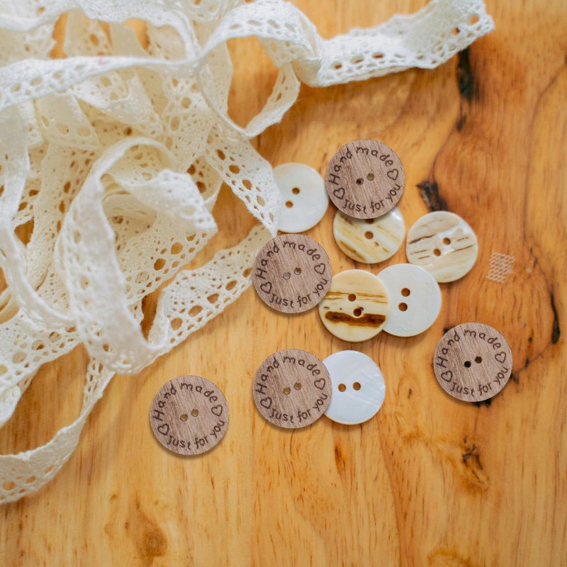 100pcs Natural Wood Buttons 25mm Round with Dual Holes for Sewing and Crafts - Image 4