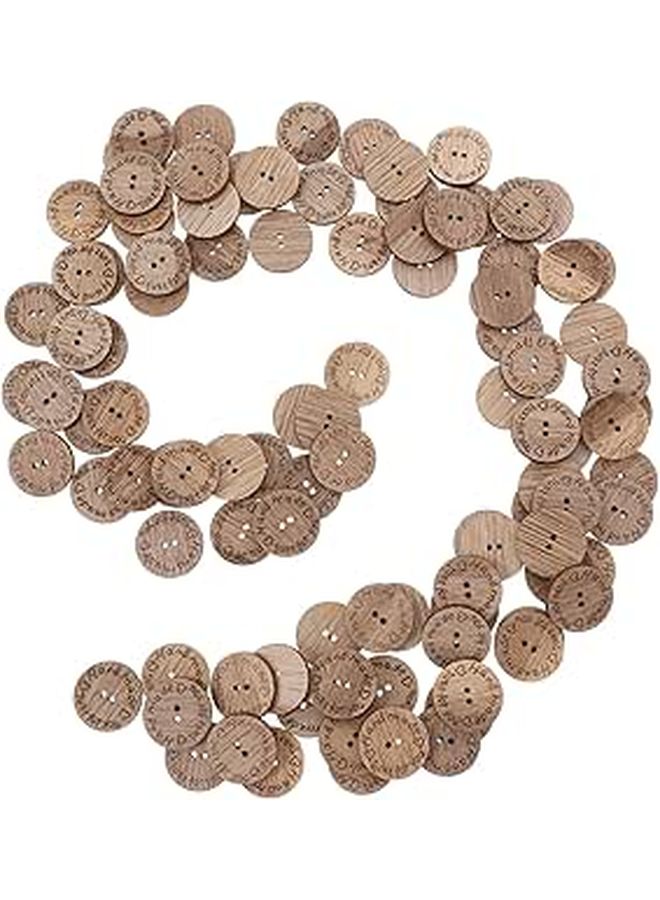 100pcs Natural Wood Buttons 25mm Round with Dual Holes for Sewing and Crafts - Image 1