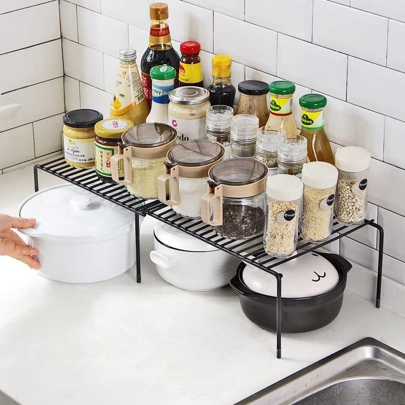 Kitchen Cabinet Spice Rack Organizer and Storage Shelves, Spice Rack, Expandable Storage Rack with Scratch Resistant Legs for Pantry Dishes Spice Cabinet - Image 4