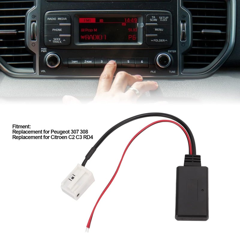 ويوبلز محول كابل صوت AUX، وحدة بلوتوث 5.0 ذات 12 سنًا، راديو ستيريو، مدخل صوت AUX، بديل للموديلات 307 و308 - Image 2