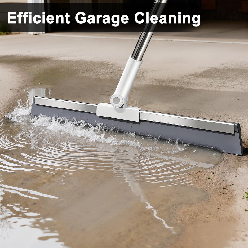 Purexa 19.7'' Large Floor Squeegee for Concrete Floor with 51''-58'' Telescoping Stainless Steel Handle, Squeegee Broom for Removing Water on Tile, Epoxy, Garage, Driveway, Patio - Image 3